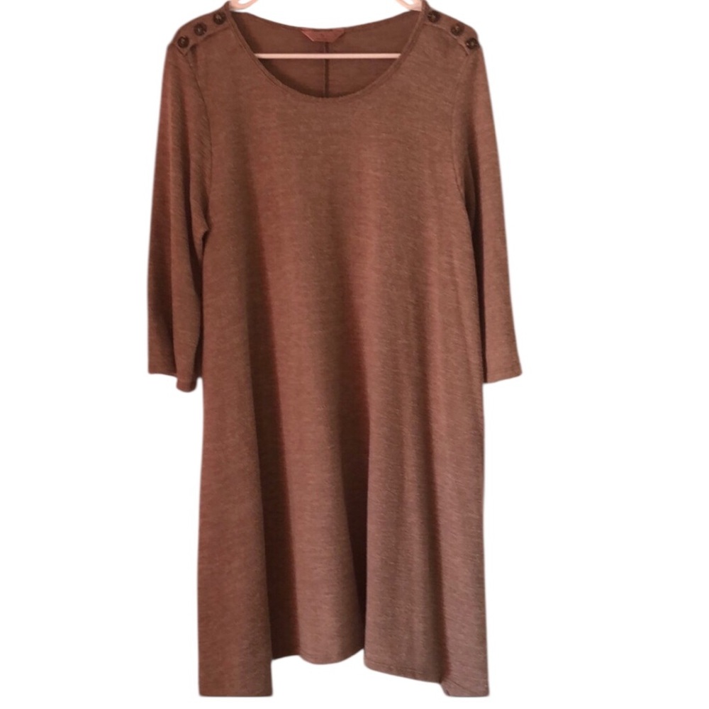 Woman’s fall SJS Brown Long Sleeve Dress with Button Detail